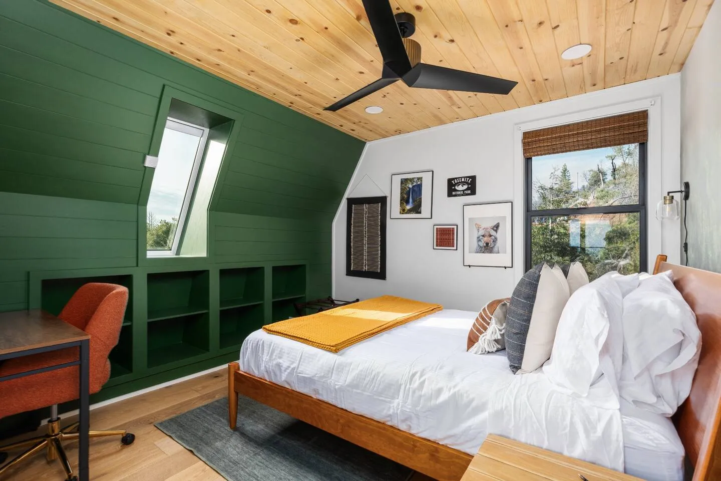 Second bedroom with queen bed and work desk